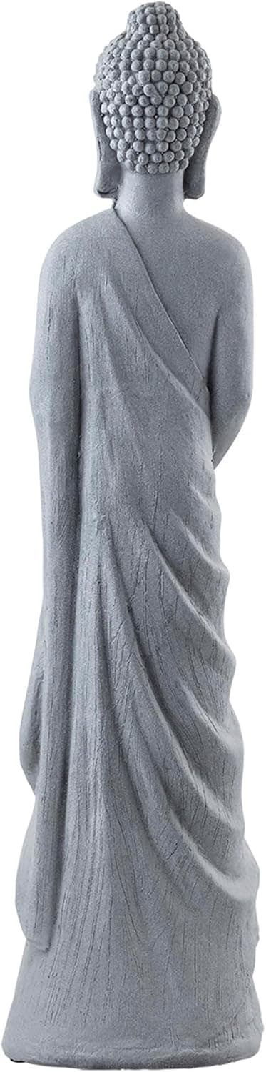 Alpine Corporation 32" Tall Cement Standing Buddha Outdoor Garden Statue, Gray