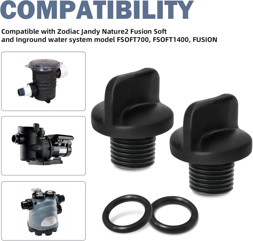R0446000 Pool Pump Pipe Plug with O-Ring Replacement for Jandy Filter Pumps, Polaris Booster Pump & Water Purification System, Pool Spa Heater Drain Plugs (2 Pack)