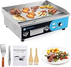 IRONWALLS Commercial Griddle Electric 22”, 3000W Electric Flat Top Grill, Stainless Steel Countertop Electric Griddle Nonstick with 122~572℉Adjustable Temperature Control for Restaurant Kitchen