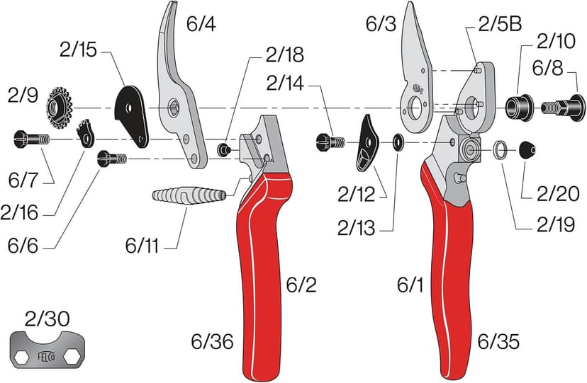FELCO Pruning Shears (F 6) - High Performance Swiss Made One-Hand Garden Pruners - 100052385