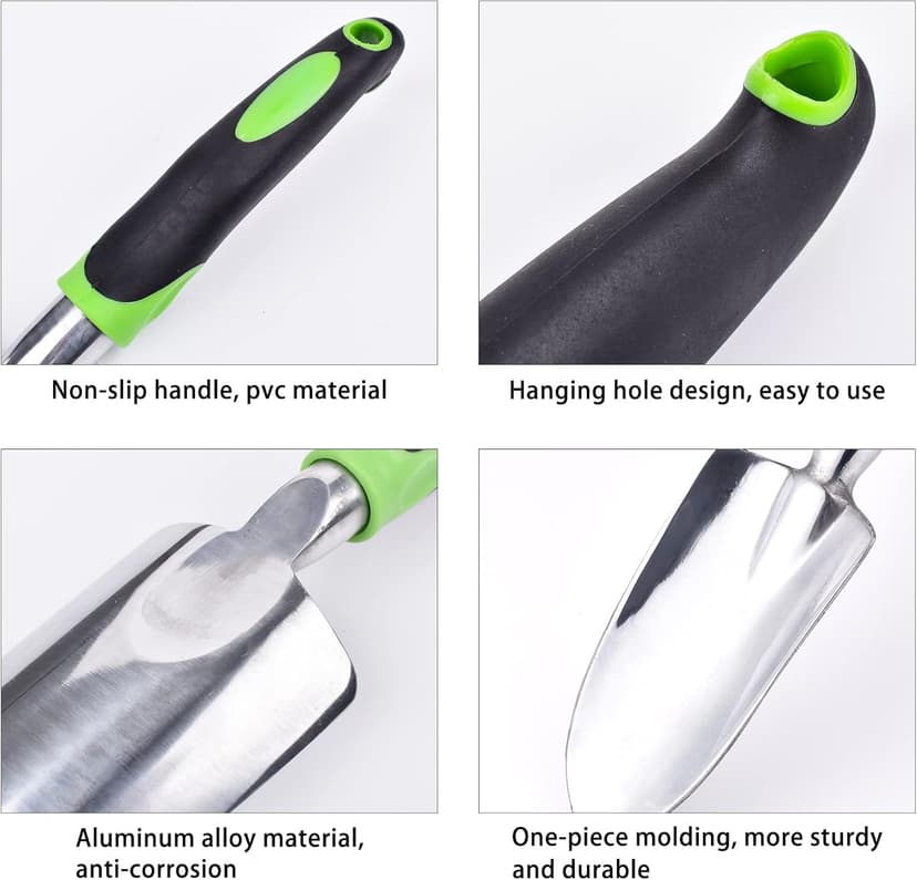Garden Trowel & Hand Wide Shovel Pointed with Soft Rubberized Non-Slip Ergonomic Handle for Planting, Transplanting, Weeding, Moving and Smoothing Soil - Gardening Gift (Style 1)