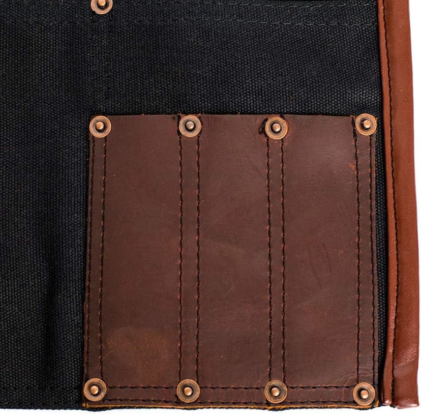 Luchuan Waterproof Waxed Canvas Tool Apron With the Adjustable Genuine Leather Belt (Black)