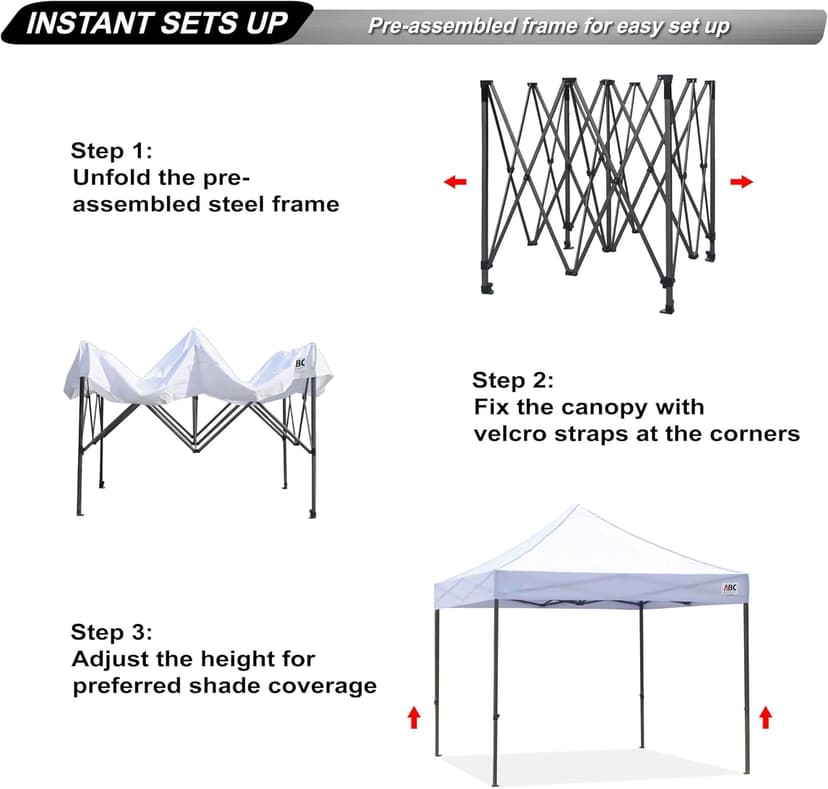 ABCCANOPY Patio Pop Up Canopy Tent 10x10 Commercial-Series (White)