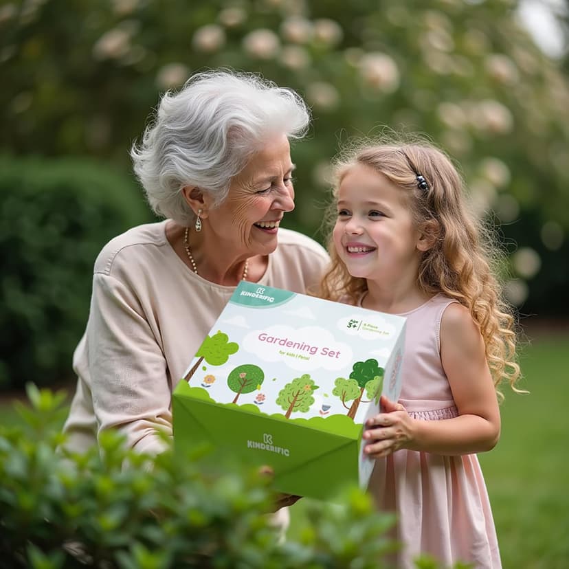 Gardening Set, Tool Kit, for Kids, STEM, Includes Tote Bag, Spade, Watering Can, Rake, Fork, Trowel and Gloves (Sunshine)