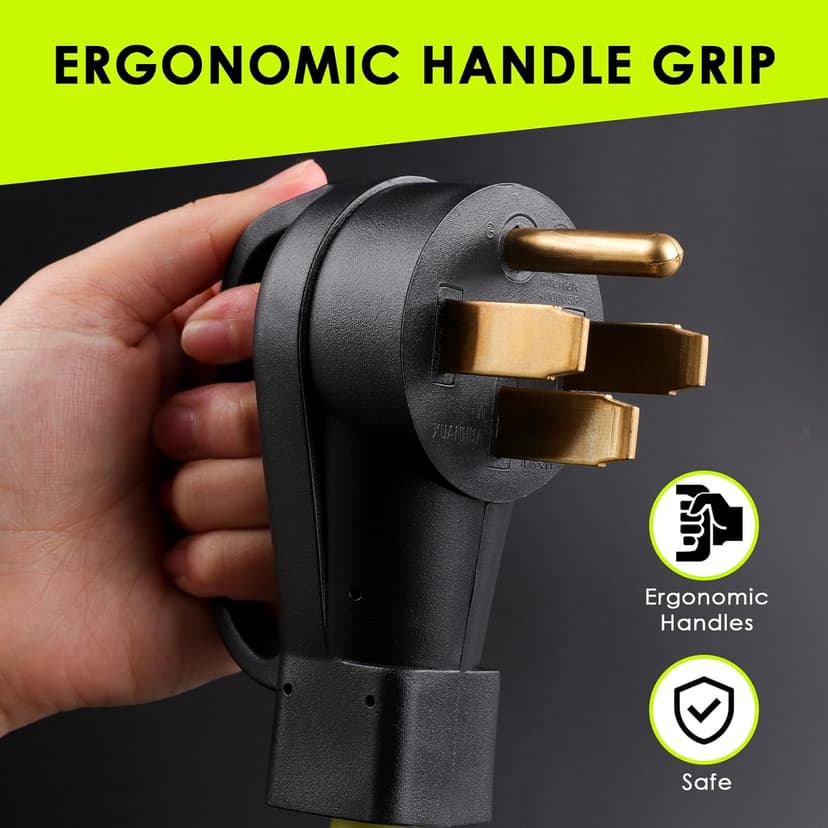 50 Amp to 110 Adapter RV Cord, 50 Amp to 20 Amp Adapter, NEMA 14-50P Male Plug to 4X 5-15R/5-20R Household Outlet Female with Dust Protection Caps, 1.5 FT