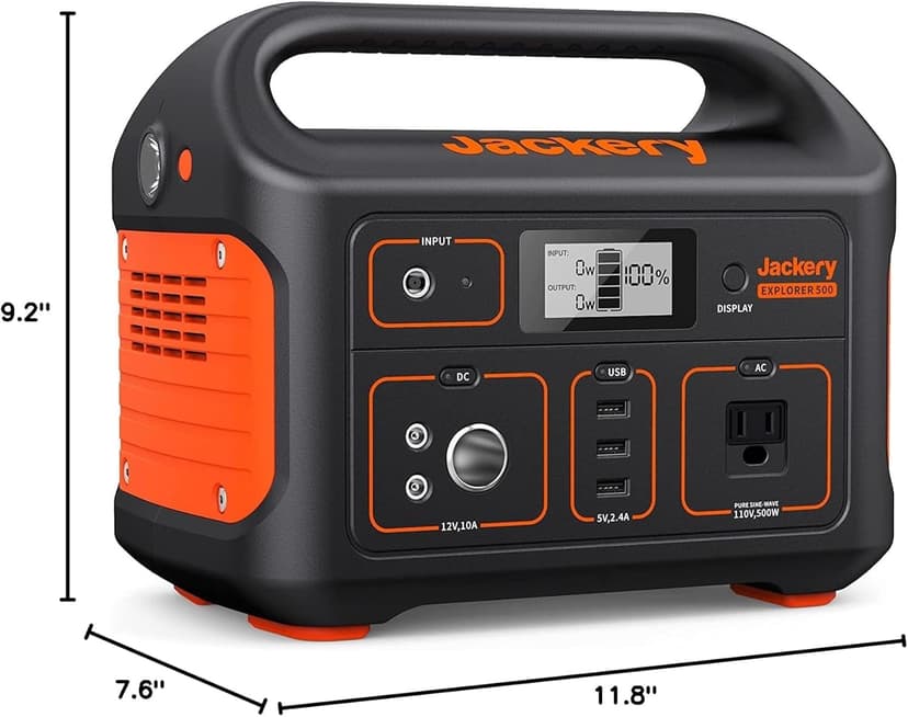 Jackery Solar Generator Explorer 500, 518Wh Portable Power Station Mobile Lithium Battery Pack with 1xSolarSaga 100 for RV Road Trip Camping, Outdoor Adventure