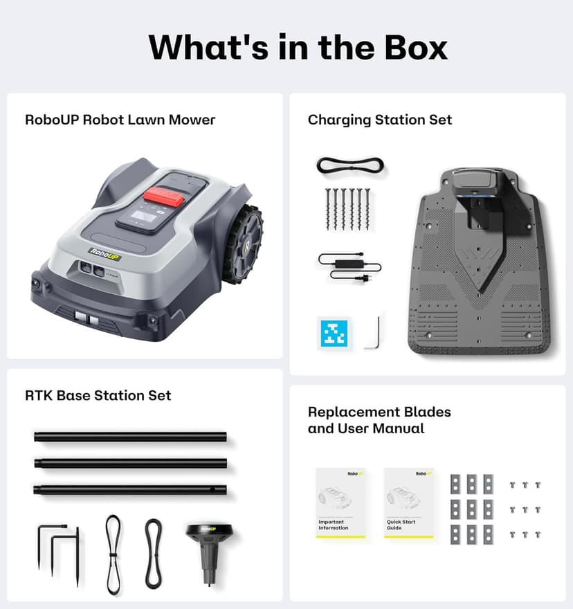 Robot Lawn Mower Boundary Wire-Free T1200Pro 2025 Version, Unlimited Mowing Zones, Customized Mowing Setting, RTK+ Real-time AI Vision Navigation and Obstacle Avoidance
