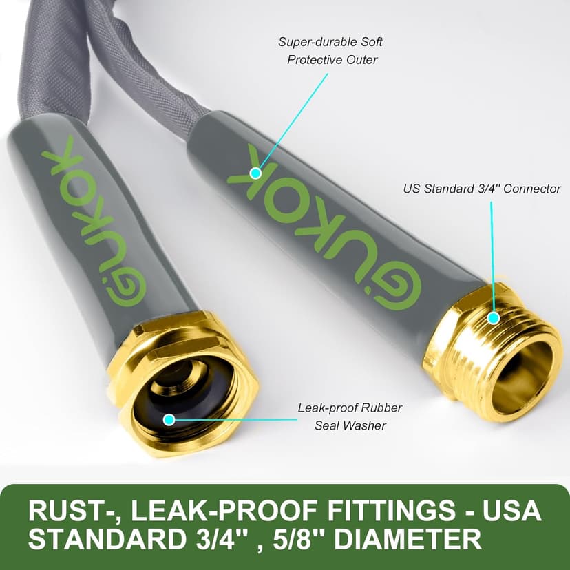 2025 Upgraded 50FT Non-Expanding Garden Hose, Ultra-Light & Flexible Water Hose - Burst-Resistant, Kink-Free, High-Pressure, All-Weather Use for Lawns, Gardens, and Outdoor Cleaning