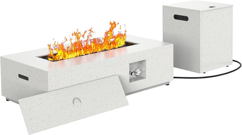 Ciays 43Inch Propane Fire Pit, 50000 BTU Outdoor Gas Fire Pit Table with CSA Certification, Glass Rocks, Rectangular Heater for Patio, Backyard, Deck, Balcony, with Waterproof Cover & Adjustable Legs