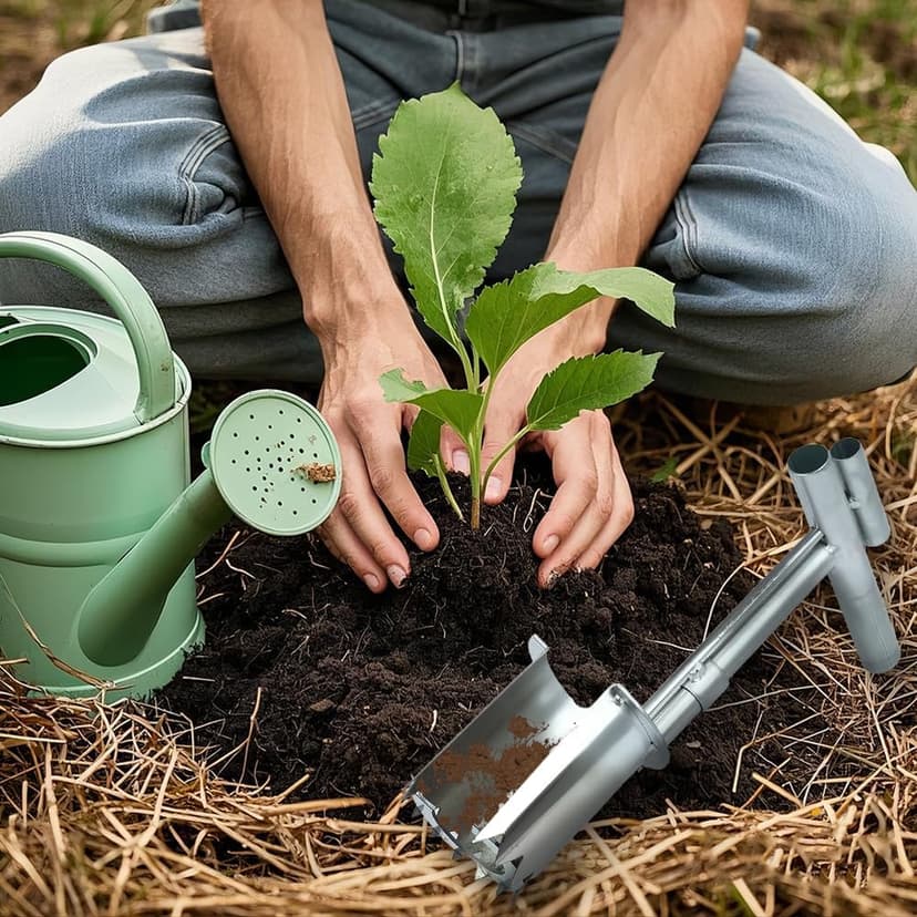 Bulb Planter Tool Stainless Steel, 2025 New Garden Seedling Transplanter, Easy Seed & Bulb Planting Tool for Flowers, Vegetables, Fruit Trees, Heavy-Duty Garden Hand Tool (1PC-B)