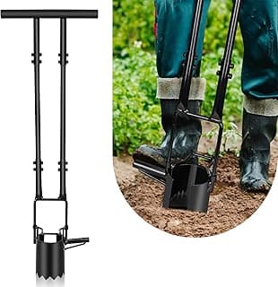 Bulb Planter Tool Long Handle,5-in-1 Lawn and Garden Tool,Gardening Bulb Transplanter,Stand Up Handled Bulb Planter,Grass Plugger,Sod Remover Lawn Plugger Digging Holes to Plant Tulips,Iris,Daffodil