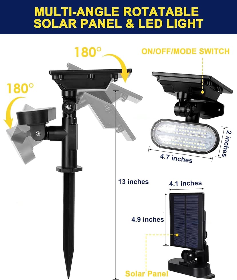 Solar Spotlights Outdoor Waterproof Solar Landscape Lights, Color Changing Solar Powered Garden Lights, Auto On/Off Solar Spot Lights for Outside, Multicolor, 4 Pack, JY2226