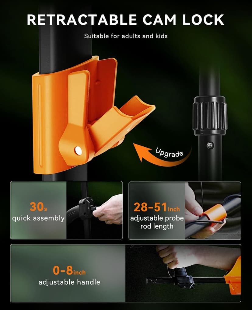 SUNPOW Metal Detector for Adults Professional - Waterproof Higher Accuracy 5 Modes Gold Metal Detector with Strong Anti-Interference, Advanced DSP Chip, 11" Detection Depth - OTMD09