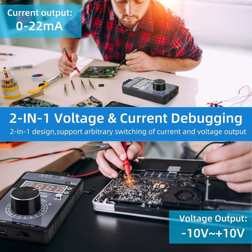 Koolertron 0/4-20mA DC 0-10V Signal Generator,2-IN-1Portable Mini Function Generator Built-in 1000mAh Rechargeable Battery,Analog Generator with 4-Digit LCD Display,Accuracy 0.01,for PLC/Panel Testing