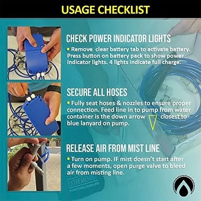 EXTREMEMIST Portable Misting System - 4 Mist Nozzles | Easy to Setup | 16 ft. Mist Line for Outdoor Patios, Golf Carts, Greenhouses, Canopy, Decks & More - Cools The air up to 30°F (17°C)!