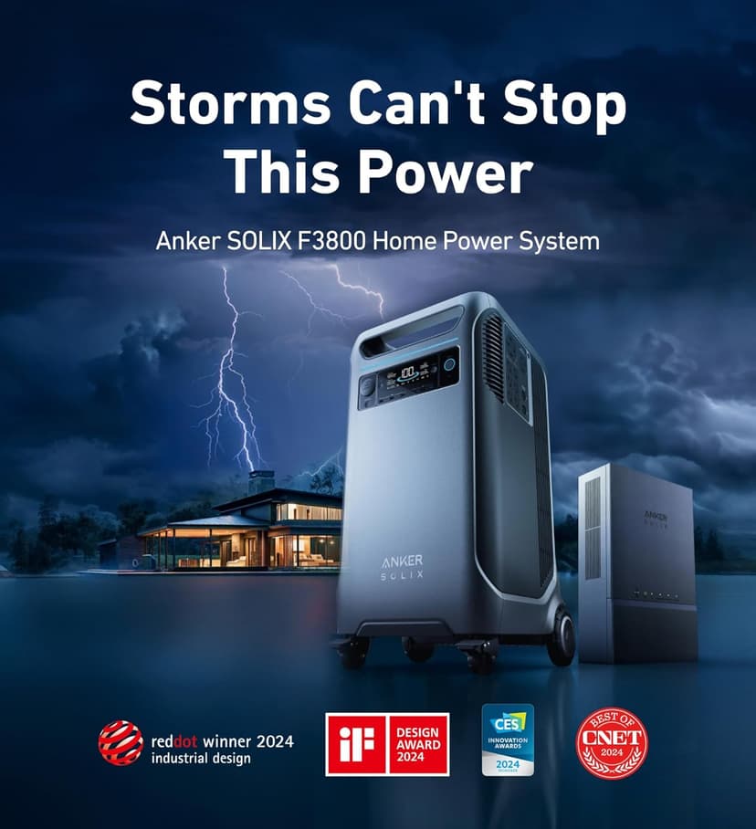 Anker SOLIX F3800 Portable Power Station, 3840Wh, LiFePO4 Batteries, Ultra-High 6000W AC Output with 120V/240V, Solar Generator for Home Backup, RVs, Emergencies, Power Outages, and Outdoor Camping