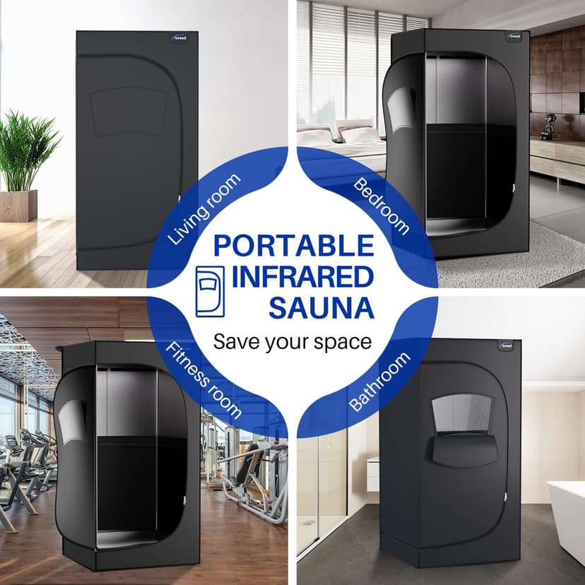 TOREAD Portable Far Infrared Sauna, Portable Infrared Full Size Sauna Tent, Sauna for Infrared Home Spa, Heated Body Therapy, Time & Temperature Remote Control (35"x35"x71")