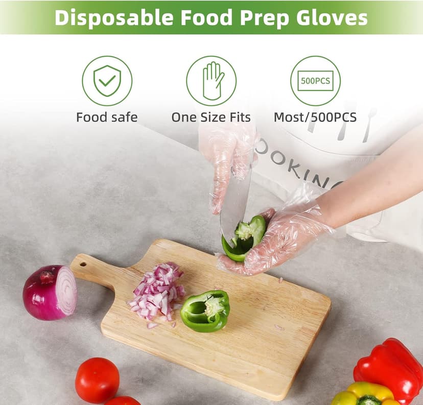 500 Pieces Plastic Disposable Gloves,Disposable Gloves for Cleaning, [ One Size Fits Most ]