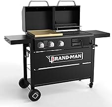 Brand-Man Propane Gas and Charcoal Grill Combo,Grill and Griddle Combo Dual Fuel BBQ Grill with Dual Lids for Outdoor Barbecue, Black