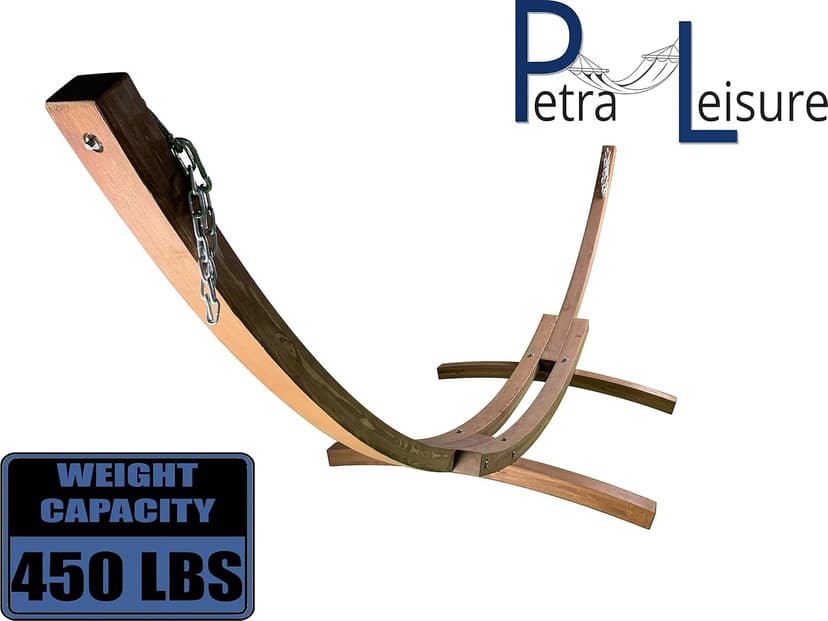 14 Ft. Wooden Arc Hammock Stand. 450 LB Capacity. Teak Stain Finish