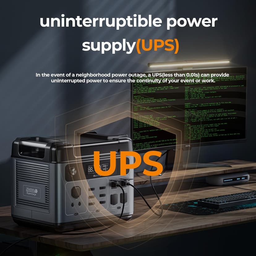 OUKITEL P2001 PLUS 2400W Portable Power Station, 2048Wh Large Capacity Solar Generator with 200W Solar Panel,LiFePO4 (LFP) Battery, AC/DC BMS Emergency Power Station for Home Backup, Camping