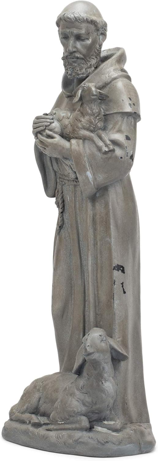 Roman – 15.25" St. Francis Garden Statue, Religious Outdoor Décor for Yard or Garden, Spiritual Gift for Nature and Animal Lovers