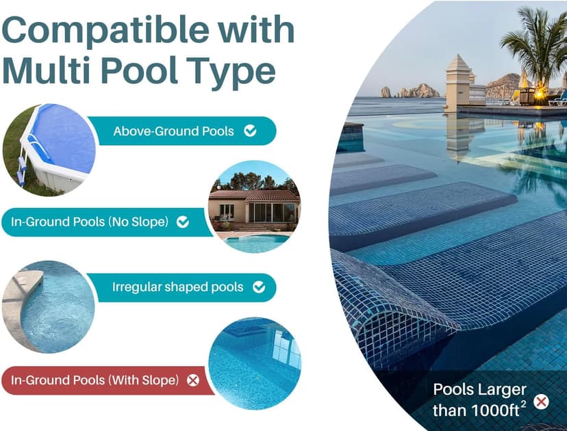 PoolPure Aquaguard SE II Cordless Robotic Pool Cleaner with 5000mah Big Battery, Extend Service Life. Ideal Pool Vacuum Robot for Above-Ground Pool (Blue)