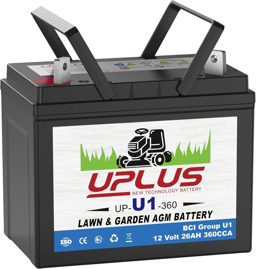 UPLUS U1 Riding Lawn Mower Battery, 12V 360CCA Garden Tractors Battery Maintenance Free AGM Batteries, Fit for John Deere, Cub Cadet, Husqvarna, Craftsman, Toro, Ariens, Poulan Pro and Troy-Bilt