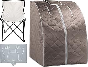 ZONEMEL Portable Far Infrared Sauna for Home, Personal Sauna for Relaxtion & Detox at Home, Full Body Sauna Tent with Heating Foot Pad, Folding Chair (L 27.6’’ x W 31.5’’ x H 37.8’’)