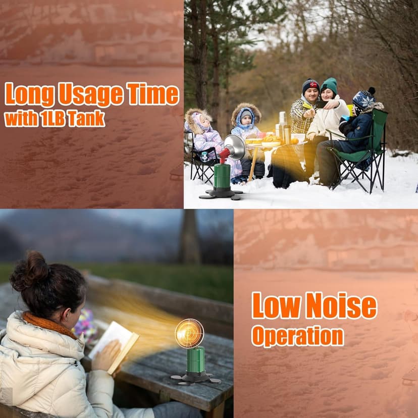 Buyplus Portable Propane Heater, 6200 BTU Portable Camping Heater Outdoor with Electric Ignition, Control Valve, Gas Cylinder Base for Tent, Fishing, Garage, 7“L x 7"W x 10"H