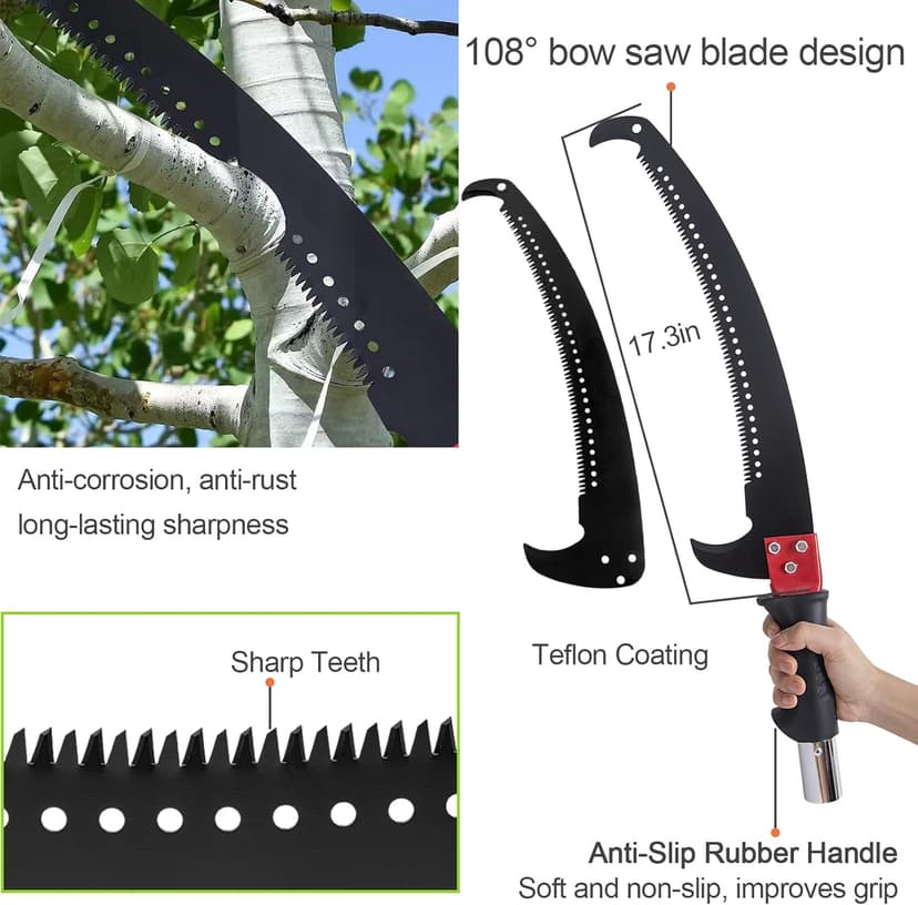 Pole Saws for Tree Trimming, 7.3-27 ft Manual Pole Saw Extendable Tree Trimmer, Long Branch Trimmer Tree Pole Pruner Saw Blades and Scissors Set for Pruning Palms and Shrubs (Red)