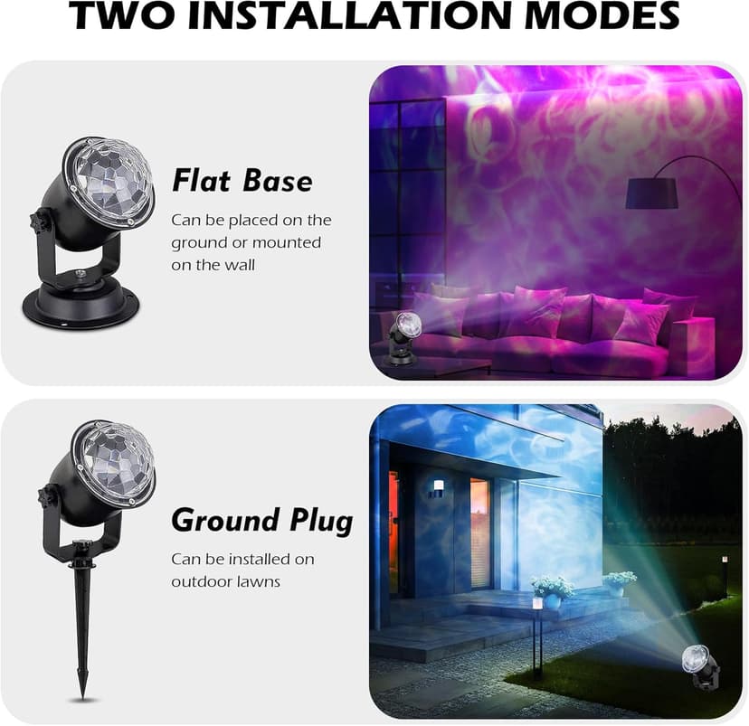 Hekation Christmas Halloween Outdoor Projector Lights, 15 Colors Water Wave Ocean Effect Night Light, Waterproof Yard Decorations With Remote and Timing