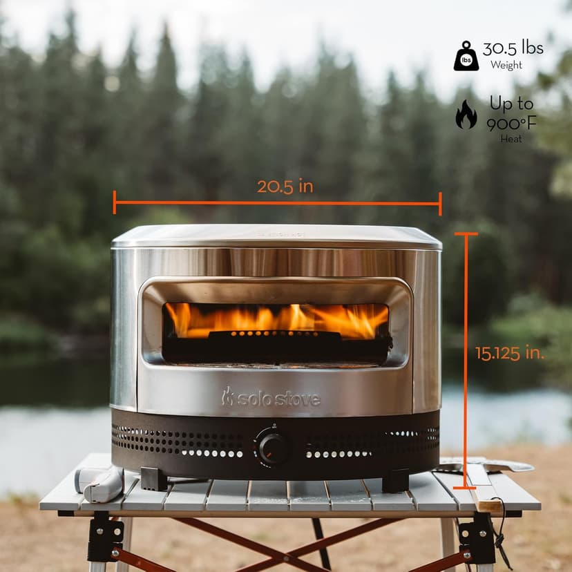 Solo Stove Pi Prime - Gas Pizza Oven with Cordierite Stone Cooking Surface - Demi-Dome Design - Wide-Mouthed Opening - Stainless Steel