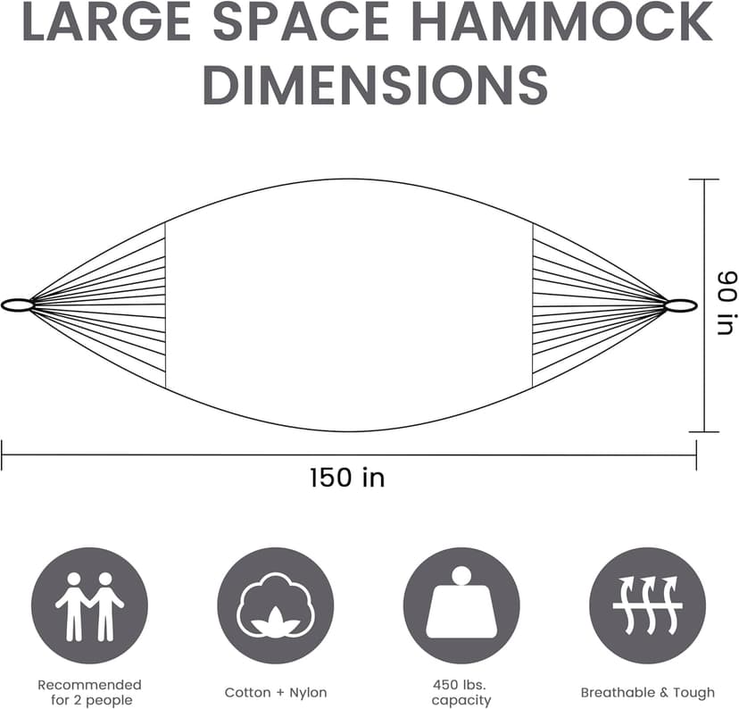 LazyDaze Hammocks Handwoven Outdoor Double Rope Mayan Hammock Bed, Tree Hammocks with Stand for Outside Patio Indoor Bedroom, hamacas para adultos, Navy