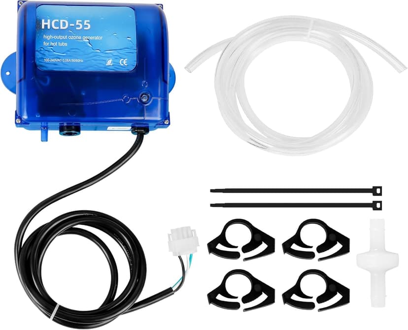HCD-55 Spa Ozone Generator Kit - Universal 120V/240V Compatibility for All Hot Tubs & Swim Spas up to 1500 Gallons, Complete Set with Accessories