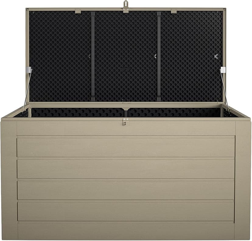 Cosco Outdoor Living 180 Gallon Patio Storage Box, Extra Large, Lockable Lid, Weather-Resistant, Tan/Brown