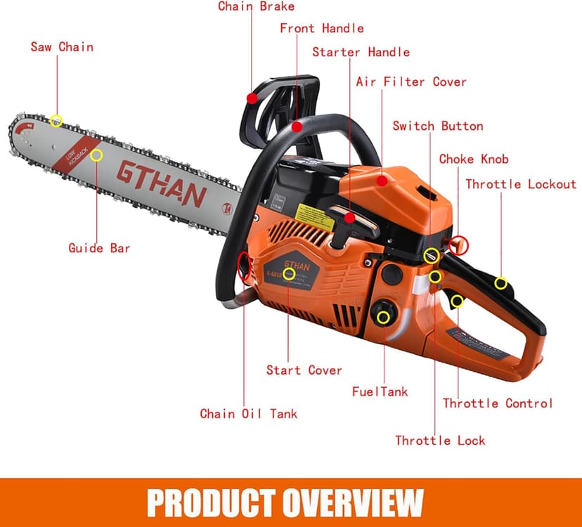 Gas Chainsaw 62cc 20 Inch Chain Saw 2-Stroke Chainsaw Gas Powered 4.2hp Handheld Cordless Petrol Gas Chain Saws for Trees Wood Farm Garden Ranch Forest Cutting