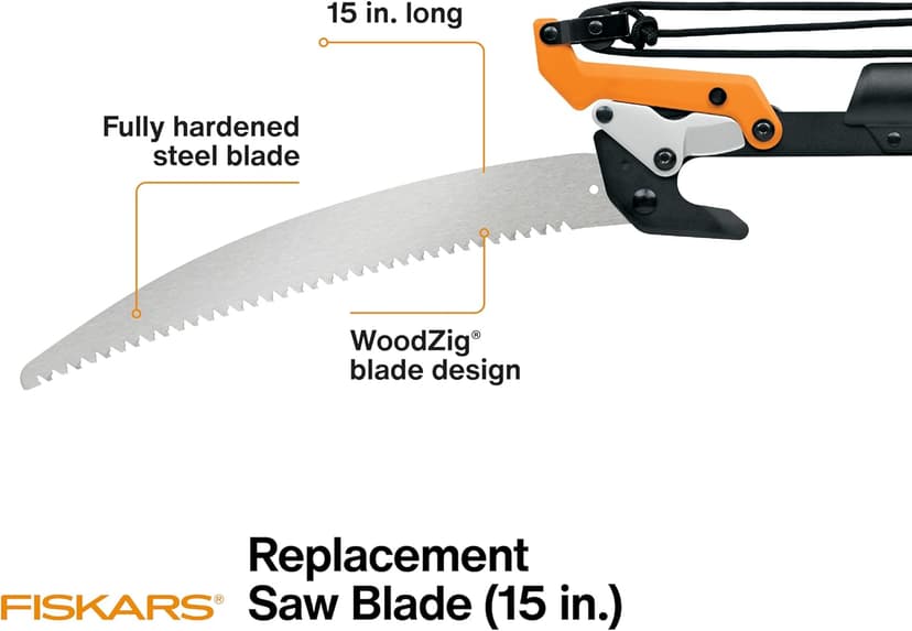 Fiskars Pole Saw Blade Replacement for Fiskars Pruning Saws and Tree Pruners, 15" Blade with Woodzig Chainsaw-Style Tooth Design