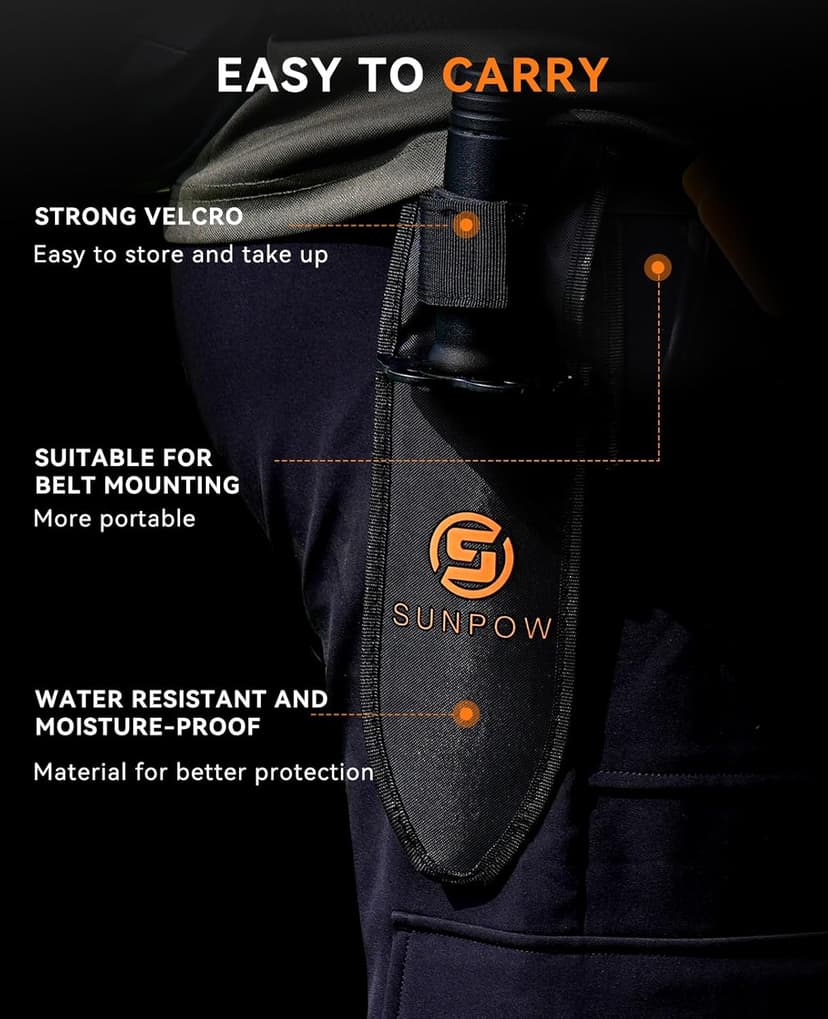 SUNPOW Metal Detector Shovel Digging Tools - Heavy Duty Double Serrated Edge Digger Shovel Knife - Garden Digging Tools with Carrying Sheath - Metal Detector Accessories
