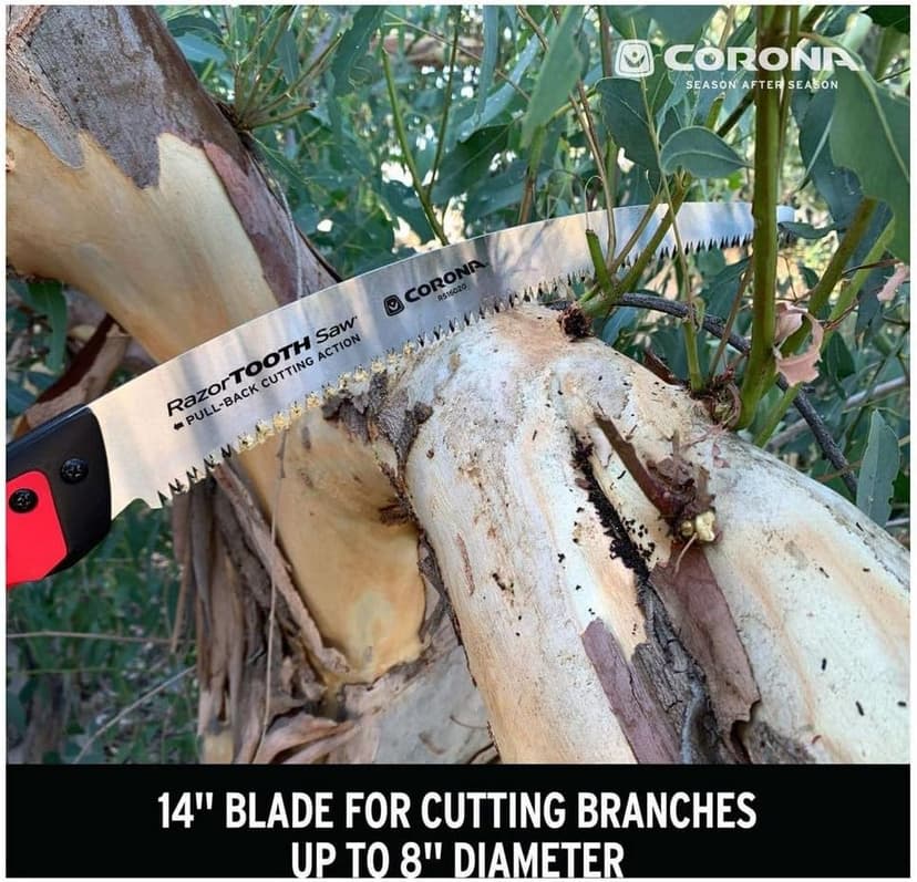 Corona Tools 14-Inch RazorTOOTH Pruning Saw | Tree Saw Designed for Single-Hand Use | Curved Blade Hand Saw | Cuts Branches Up to 8" in Diameter | RS16020, Red