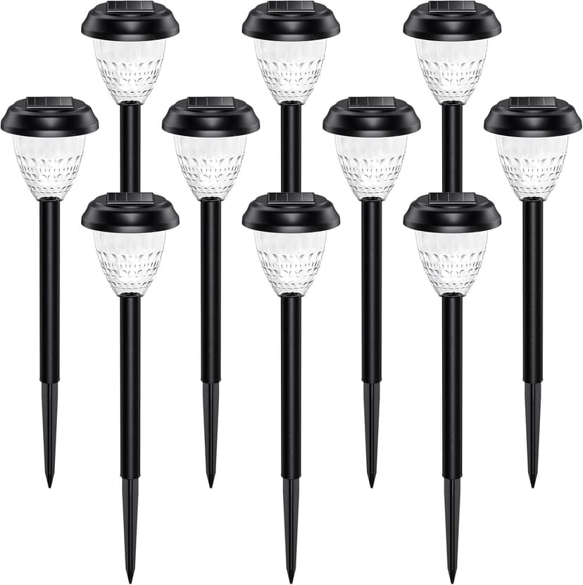 Super Bright Solar Lights, Waterproof 10 Pack, Dusk to Dawn Up to 12 Hrs Solar Powered Outdoor Pathway Garden Lights Auto On/Off, LED Landscape Lighting Decorative for Walkway Patio Yard