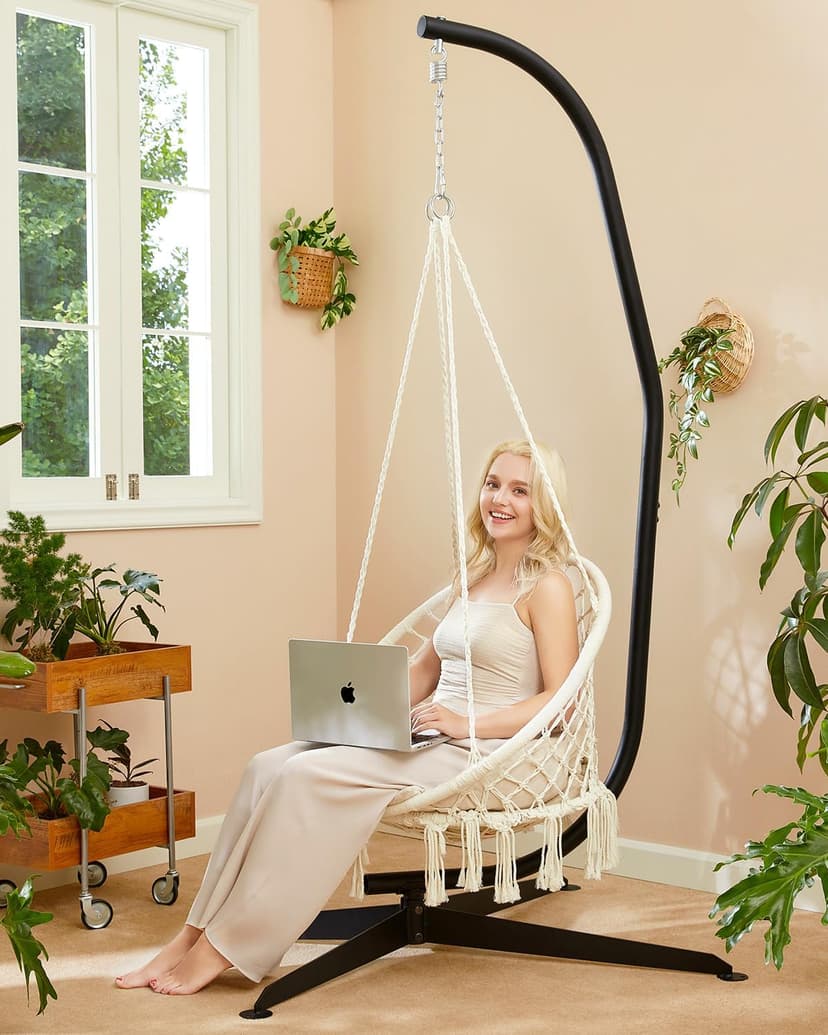 GREENSTELL Hammock Swing Stand, Hanging C-Stand with Spring Hook, for Indoor, Outdoor, Sturdy Hanging Stand Max Load 330lbs