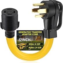 4 Prong 30 Amp Dryer Adapter Cord Compatible with NEMA 14-30P to L14-30R, 4 Prong Dryer Outlet to Generator Locking Plug Adapter Generator EV Charger Cord, STW 10 AWG, 1ft