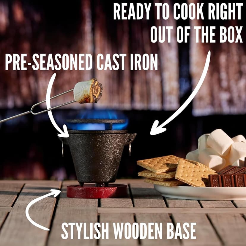 Mini Tabletop Fire Pit and Cast Iron Hibachi Grill Pan, Camping Tabletop Fire Pit Indoor & Outdoor Grill for Smores, BBQ, Smores Maker, Smokeless Firepit, Portable Mini Japanese Grill by Chef Master
