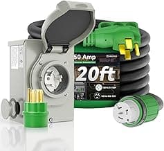 50 Amp Generator Cord 20FT and Power Inlet Box, Pre-Drilled 50 Amp Generator Inlet Box with Cord, NEMA 14-50P to SS2-50R Generator Cord Waterproof Combo Kit, ETL Listed