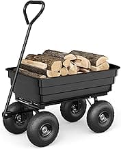 Poly Dump Cart - Heavy Duty 600lbs Garden Cart with Quick-Release Dumping & No-Flat 10" Tires, Utility Wagon for Yard Work, Landscaping, Gardening