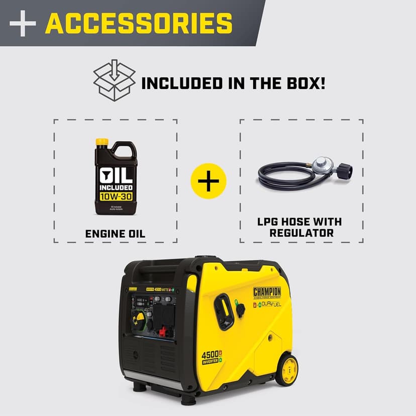 Champion Power Equipment 4500-Watt Electric Start Dual Fuel RV Ready Portable Inverter Generator with Quiet Technology and CO Shield