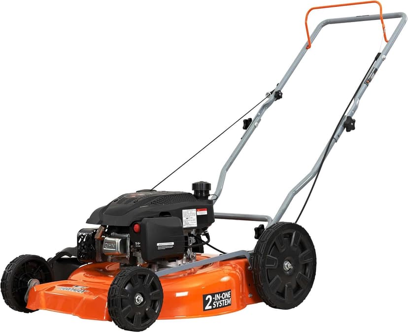 YARDMAX 21 in. 170cc 2-in-1 Gas Walk Behind Push Lawn Mower with High Rear Wheels