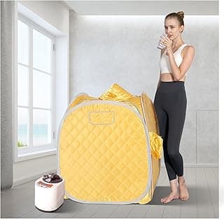 Smartmak Portable Steam Sauna, Personal at Home Remote Control 2L 900W Steamer for Detox & Relaxation, Lightweight 1or 2 Person Spa Tent Indoor US Plug-Yellow