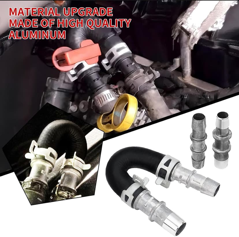 626-001 Upgrade Aluminum Engine Heater Core Bypass Kit with 5/8" 3/4"Hose Fit For Most Common Heater Hoses